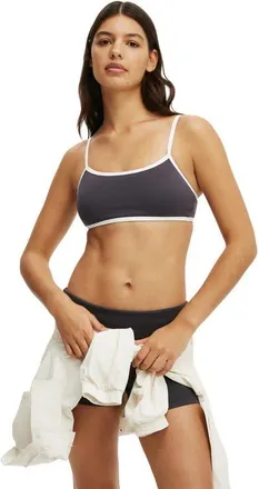 Cotton On Womens Active Ultra Soft Double Strap Back Crop in Graphite White at Nordstrom, Size X-Small