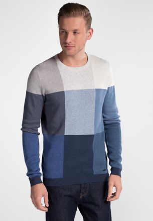 Eterna Strickpullover ETERNA, Herren, Gr. L, blau, 100% cotton, eng, Pullover Strickpullover