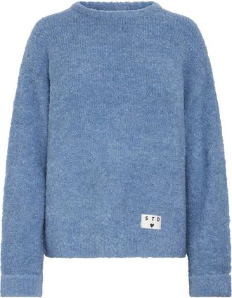 Ichi Blauw Yonder Gebreid - Dames - Ronde hals truien - Blauw - XL - Truien & Vesten