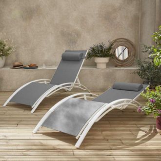 Sweeek Set 2 lettini prendisole in alluminio textilene multiposizione