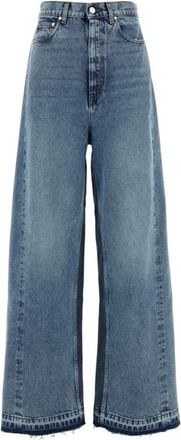 Stella McCartney Two Tonal Fabric Paneled Wide Leg Jeans - Dames - Loose Fit Jeans - Blauw - W25 - Katoen - Jeans