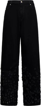 John Richmond Baggy jeans met het woord Rich en decoratieve details - Heren - Loose Fit Jeans - Zwart - W31 - Katoen - Jeans