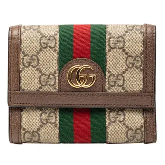 Gucci Gg Supreme Beige Multi-Color Pvc Leather Wallet (Tri-Fold) (Pre-Owned)