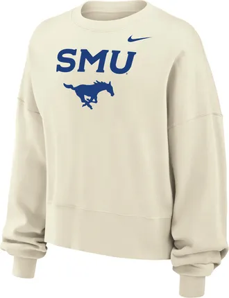Nike SMU Mustangs Phoenix Fleece Nike Womens Football Crew-Neck Sweatshirt in White | W33302P403SMUN-SAI
