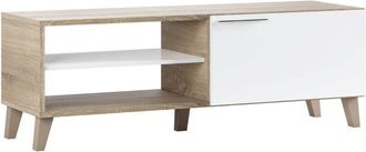 Home Heavenly Home Heavenly - Mueble Tv 130 Cm Kika. Mueble De Sal&oacute;n Para Televisi&oacute;n, Reversible, Dise&ntilde;o Moderno Lineal. Color: Roble Canadian - Blanco Brillo