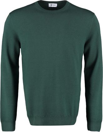 THE (ALPHABET) Gebreide wollen pullover - Heren - Ronde hals truien - Groen - S - Wol - Truien & Vesten