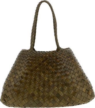 Dragon Diffusion Hand-Woven Leather Tote With Antique Medal Detail