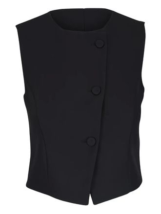 TWP Perry buttoned top - women - Wool/Silk/Elastane - M - Black