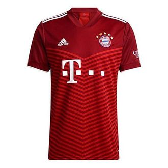 adidas Mens adidas Fcb H Jsy Bayern Munich Black Home Fan Edition Sports Short Sleeve Soccer/Football Jersey Red GM5313