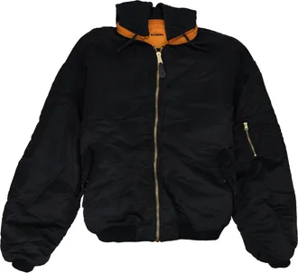 VETEMENTS Black Split Hooded Bomber Jacket