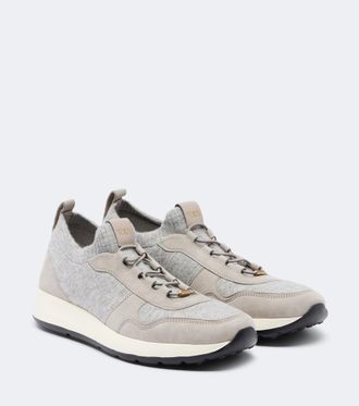 Tod's Runner suede-trimmed sneakers