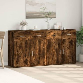 Berkfield Home Sideboards 2 pcs Smoked Oak 79x38x80 cm Engineered Wood in Brown | Size: 79 x 38 x 80 cm