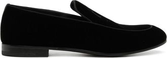 Giorgio Armani geborduurde fluwelen loafers met logo