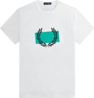 Fred Perry Laurel Wreath Print T-Shirt - Heren - T-shirts - Wit - M - Katoen - Tops