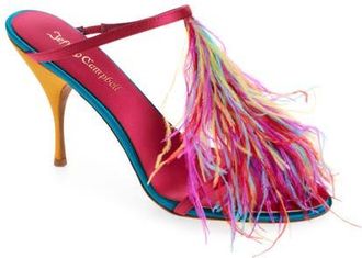 Jeffrey Campbell Pluma Slide Sandal in Fuchsia Satin Combo at Nordstrom, Size 5.5