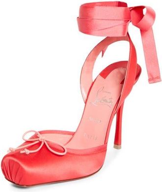 Christian Louboutin Cassia Lace-Up Slingback Pump in Grapefruit at Nordstrom, Size 11.5Us