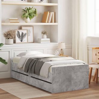 vidaXL Estructura De Cama Con Cajones Gris Hormig&oacute;n 75x190 Cm Vidaxl