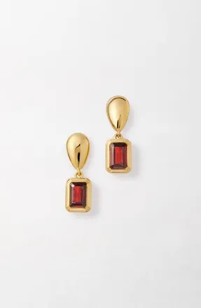 Edge of Ember Pebble Birthstone Drop Earrings in Garnet (January) at Nordstrom