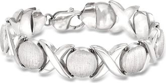 Ross-Simons Italian Sterling Silver Brushed and Polished Xo Link Bracelet