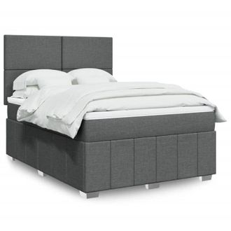 vidaXL Cama Box Spring Con Colch&oacute;n Tela Gris Oscuro 140x190 Cm Vidaxl