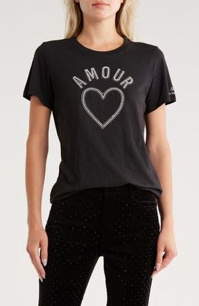 Cinq &agrave; Sept Beaded Amour Graphic T-Shirt in Black/White at Nordstrom Rack, Size X-Small