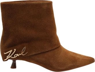 Karl Lagerfeld Ponti Enkellaars - Dames - Laarzen met Hak - Bruin - 38 EU - Schoenen
