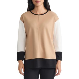 Jones New York Colorblock Tunic in Caf Au Lait Multi at Nordstrom, Size X-Small