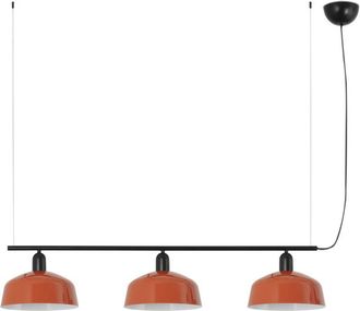 Faro Barcelona Faro Tatawin L&aacute;mpara De Techo Colgante De Barra Mediana, Color Negro, Naranja Rojizo Brillante, 3 Bombillas E27