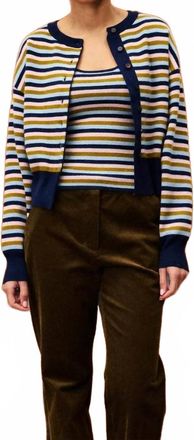 FRNCH Amande Stripe Cardigan In Blue