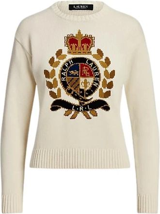 Ralph Lauren Gebreide trui - Dames - Truien - Wit - Maat: L Katoen