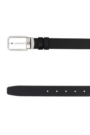 Montblanc Mens Black Leather Reversible Belt Blackblack Cinture