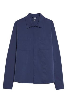 Herno Seersucker Shirt Jacket in 9119 French Blue at Nordstrom, Size 36 Us