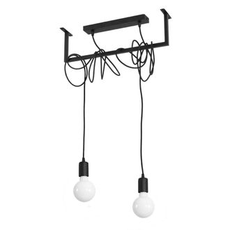 Sollux Lighting L&aacute;mpara de ara&ntilde;a negro tela, acero alt. 150 cm