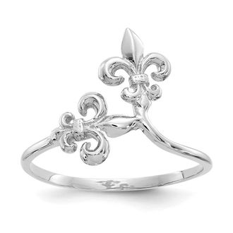 Diamond2Deal 14k White Gold Polished Fleur De Lis Ring