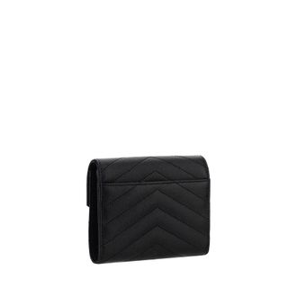 Saint Laurent Womens Black Calf Leather Bos Taurus Wallet