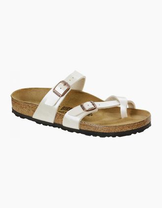 Birkenstock Womens Birkenstock Mayari Birko Flor Womens Sandals - Graceful Pearl White - Gold - Size: 7.5