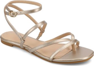 Journee Collection Serissa Ankle Strap Sandal in Champagne at Nordstrom Rack, Size 9.5