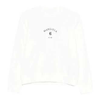 Maison Margiela Hoodies & sweatvesten, Heren, Wit, L, Katoen, Logo-print Sweatshirt