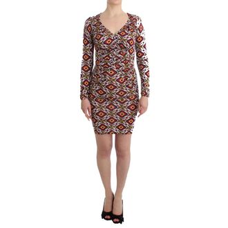 Gianfranco Ferre Elegante Multicolor Cocktailjurk met V-hals - Dames - Korte kleedjes - Veelkleurig - XS - Kleedjes