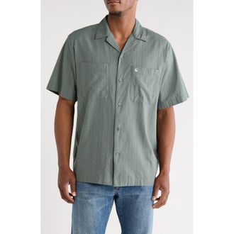 Carhartt Work in Progress Gareth Cotton Seersucker Camp Shirt in Velvet Green at Nordstrom, Size Xx-Large