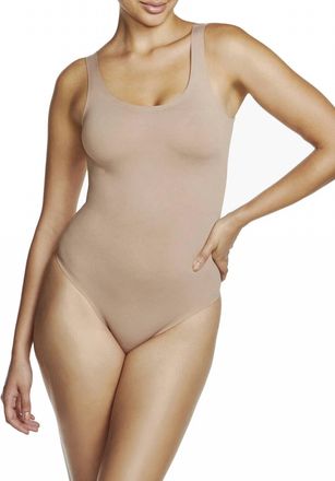 Naomi & Nicole Real Smooth Thong Shaping Bodysuit In Stucco