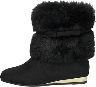 Generic Snow Boots Women Faux Fur Lied Cosy Wedge Boots Casual Classic Comfortable Slip On Warm Furry Ankle Walking Boot Shoes for Cold Weather