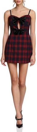 Avec Les Filles Double Bow Keyhole Minidress in Red Plaid at Nordstrom Rack, Size 14