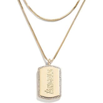 WEAR by Erin Andrews x Baublebar Los Angeles Angels Dog Tag Necklace in Gold at Nordstrom