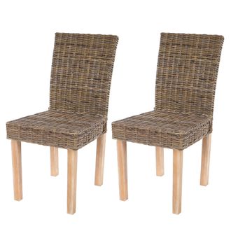 Hhg Hhg - Lote De 2 Silla De Comedor Littau, Silla De Mimbre Silla De Cocina, Rat&aacute;n Kubu