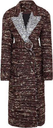 Paco Rabanne Paarse Wol Boucle Paillettenjas - Dames - Jas met riem - Veelkleurig - S - Wol - Jassen