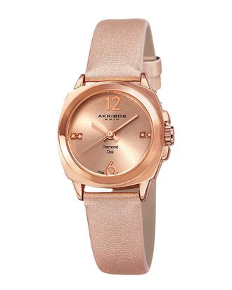 Akribos XXIV Womens Satin Diamond Watch