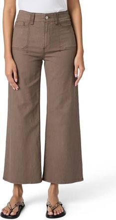 Paige Anessa High Waist Ankle Wide Leg Jeans in Vintage Mushroom Taupe at Nordstrom, Size 34
