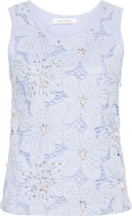 Wales Bonner Constellation bead-embellished top - women - Cotton/Cotton - 38 - Blue
