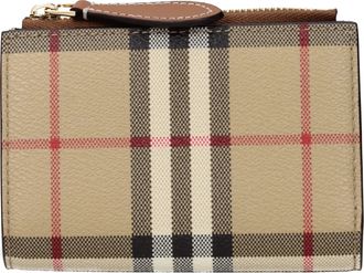 Burberry Donnas Portafoglio In Tessuto Beige/Marrone